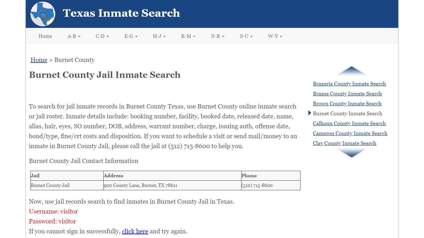 Burnet County Jail Inmate Search